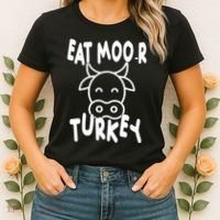 Funny Cow Eat More Turkey Thanksgiving Women's T-Shirt thumb 2