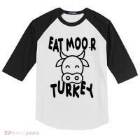 Funny Cow Eat More Turkey Thanksgiving Kids Colorblock Raglan Jersey thumb 0