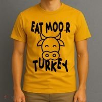Funny Cow Eat More Turkey Thanksgiving T-Shirt thumb 3