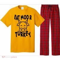 Funny Cow Eat More Turkey Thanksgiving Pajama Set thumb 0