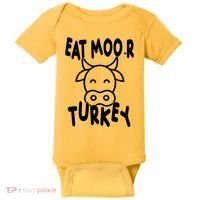 Funny Cow Eat More Turkey Thanksgiving Baby Bodysuit thumb 0
