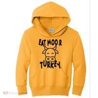 Funny Cow Eat More Turkey Thanksgiving Kids Hoodie thumb 0