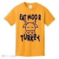 Funny Cow Eat More Turkey Thanksgiving Kids T-Shirt thumb 0