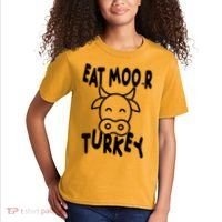 Funny Cow Eat More Turkey Thanksgiving Kids T-Shirt thumb 2