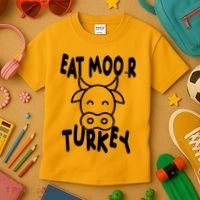 Funny Cow Eat More Turkey Thanksgiving Kids T-Shirt thumb 3