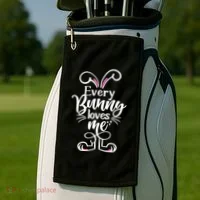 Funny Cute Easter Every Bunny Loves Me Golf Towel thumb 2