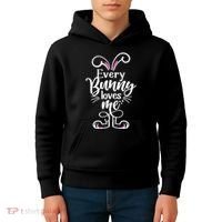 Funny Cute Easter Every Bunny Loves Me Kids Hoodie thumb 4