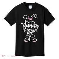 Funny Cute Easter Every Bunny Loves Me Kids T-Shirt thumb 0