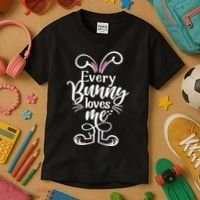 Funny Cute Easter Every Bunny Loves Me Kids T-Shirt thumb 3
