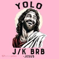 Funny Christian Easter Jesus YOLO JK BRB Raglan Coaster thumb 2