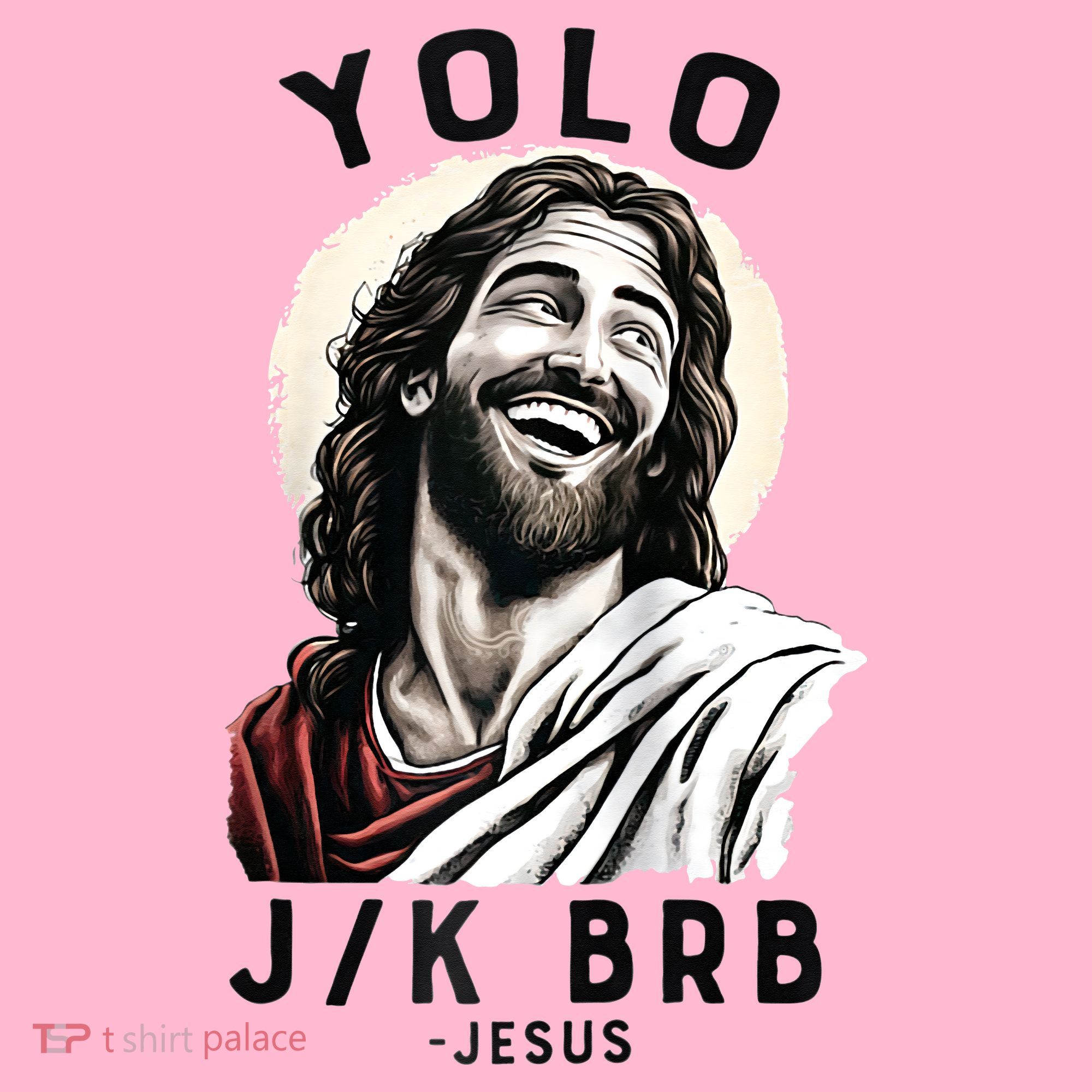 Funny Christian Easter Jesus YOLO JK BRB Raglan Coaster