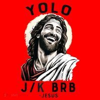 Funny Christian Easter Jesus YOLO JK BRB Raglan Santa Hat thumb 1