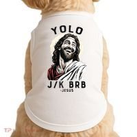 Funny Christian Easter Jesus YOLO JK BRB Raglan Doggie Tank thumb 0