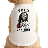 Funny Christian Easter Jesus YOLO JK BRB Raglan Doggie Tank thumb 0