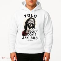 Funny Christian Easter Jesus YOLO JK BRB Raglan Hoodie thumb 2