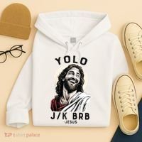 Funny Christian Easter Jesus YOLO JK BRB Raglan Hoodie thumb 4
