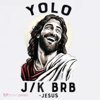 Funny Christian Easter Jesus YOLO JK BRB Raglan Long Sleeve Shirt thumb 2