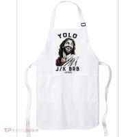 Funny Christian Easter Jesus YOLO JK BRB Raglan Apron thumb 0