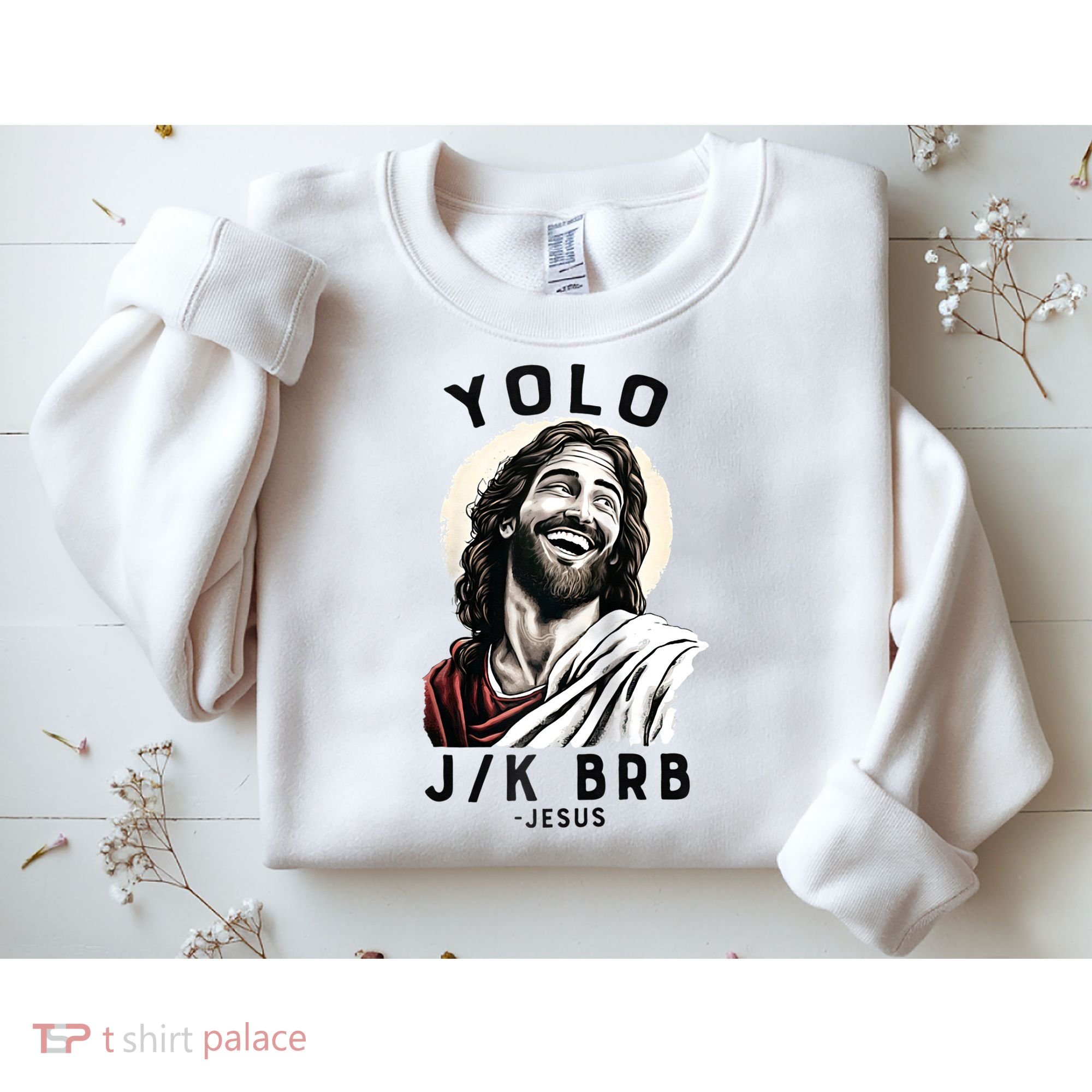 Funny Christian Easter Jesus YOLO JK BRB Raglan Sweatshirt