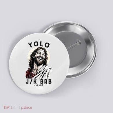 Funny Christian Easter Jesus YOLO JK BRB Raglan Button