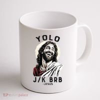 Funny Christian Easter Jesus YOLO JK BRB Raglan Coffee Mug thumb 1