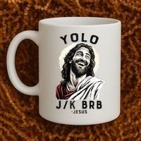 Funny Christian Easter Jesus YOLO JK BRB Raglan Coffee Mug thumb 2