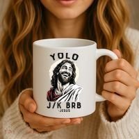 Funny Christian Easter Jesus YOLO JK BRB Raglan Coffee Mug thumb 3
