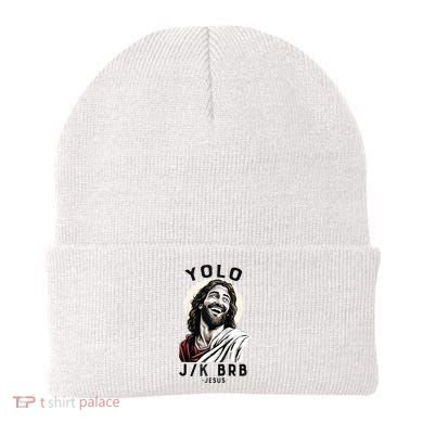Funny Christian Easter Jesus YOLO JK BRB Raglan Beanie
