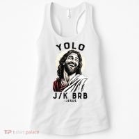 Funny Christian Easter Jesus YOLO JK BRB Raglan Women's Tank Top thumb 0