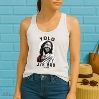 Funny Christian Easter Jesus YOLO JK BRB Raglan Women's Tank Top thumb 2