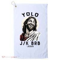 Funny Christian Easter Jesus YOLO JK BRB Raglan Golf Towel thumb 0