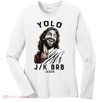 Funny Christian Easter Jesus YOLO JK BRB Raglan Women's Long Sleeve Shirt