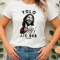 Funny Christian Easter Jesus YOLO JK BRB Raglan Women's T-Shirt thumb 2