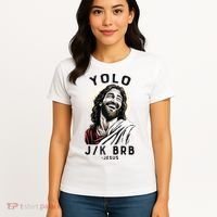 Funny Christian Easter Jesus YOLO JK BRB Raglan Women's T-Shirt thumb 4