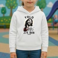 Funny Christian Easter Jesus YOLO JK BRB Raglan Kids Hoodie thumb 3