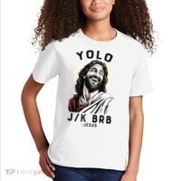 Funny Christian Easter Jesus YOLO JK BRB Raglan Kids T-Shirt thumb 2