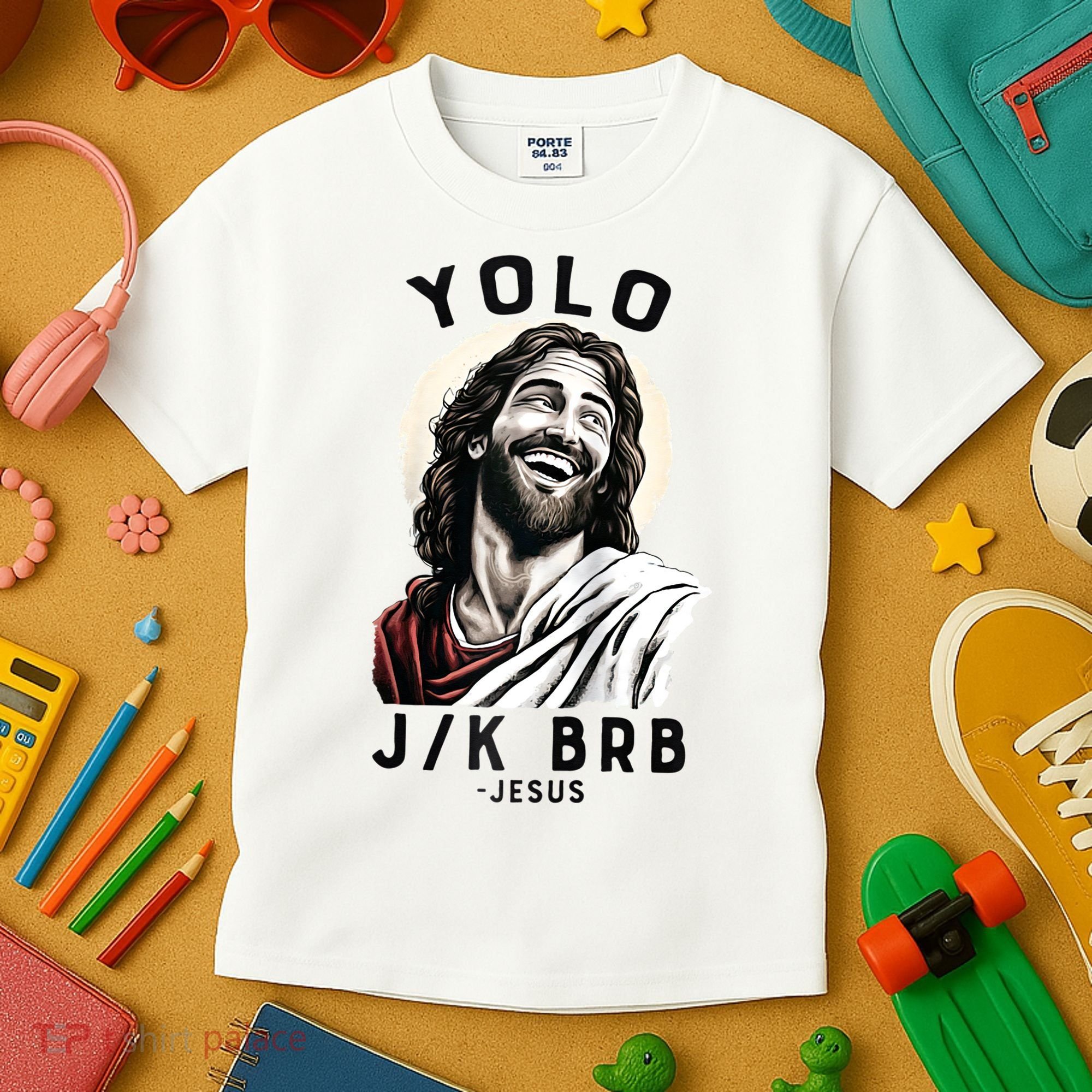 Funny Christian Easter Jesus YOLO JK BRB Raglan Kids T-Shirt