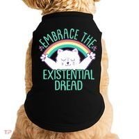 Funny Cat Embrace The Existential Dread Doggie Tank thumb 0