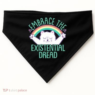 Funny Cat Embrace The Existential Dread USA-Made Doggie Bandana