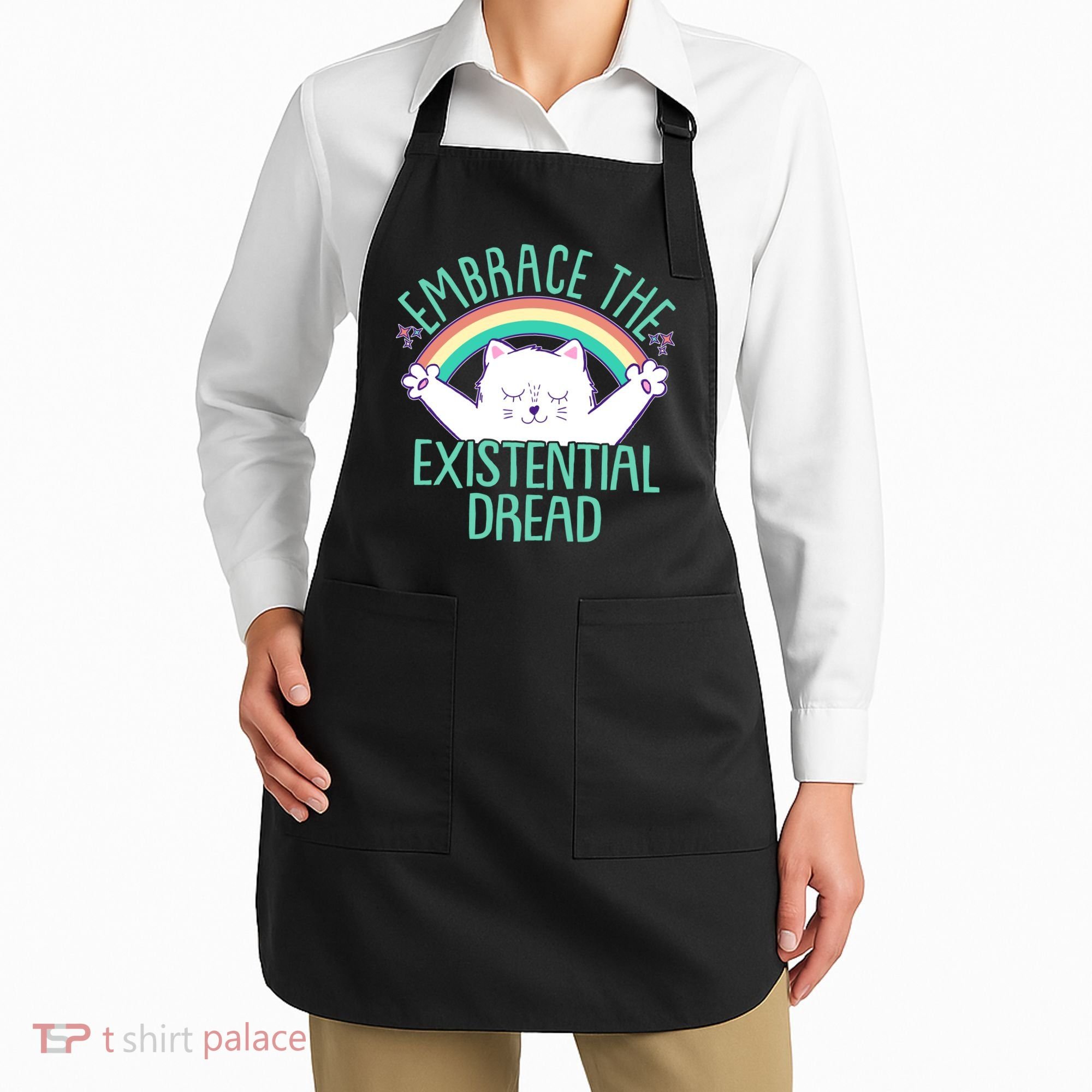 Funny Cat Embrace The Existential Dread Apron