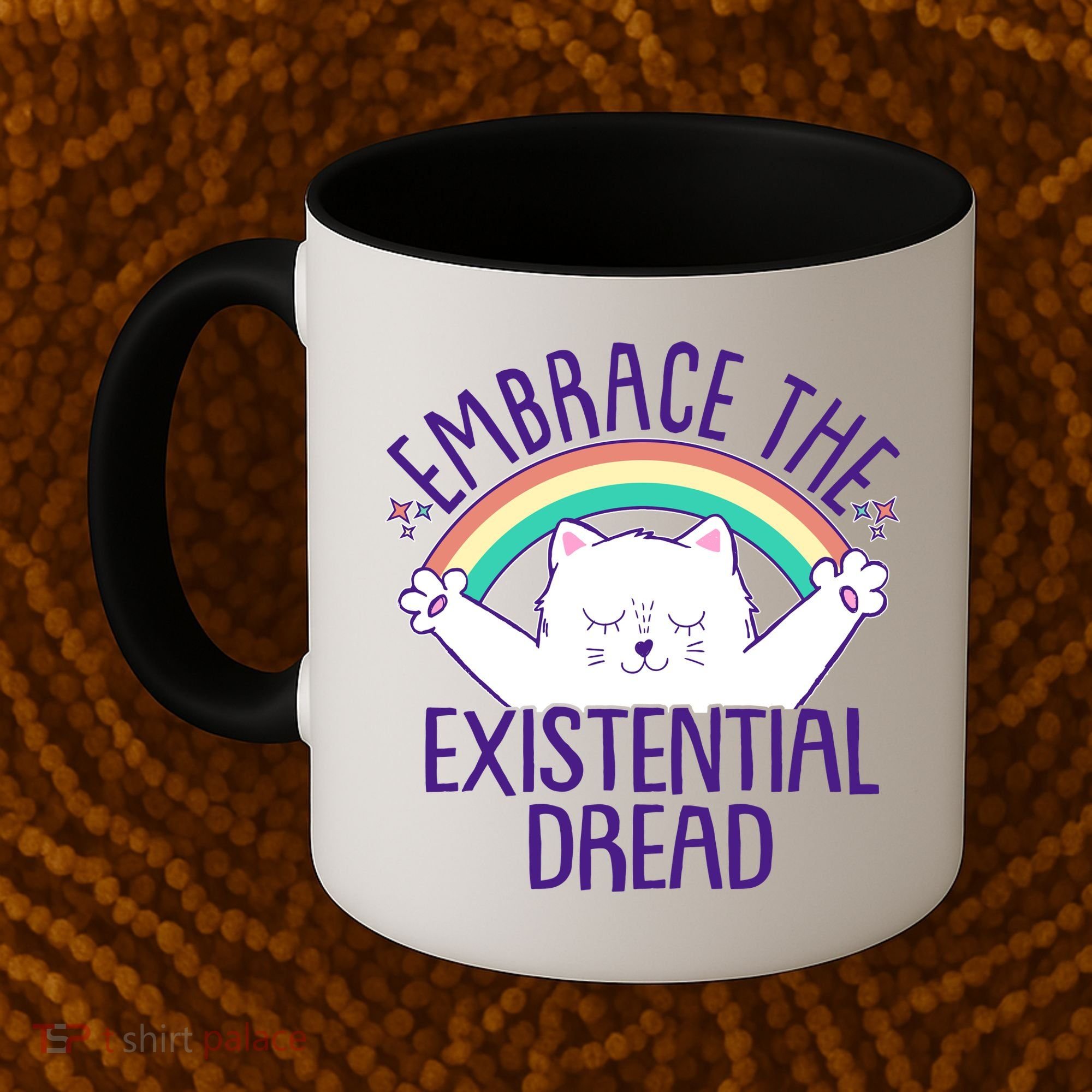 Funny Cat Embrace The Existential Dread Coffee Mug
