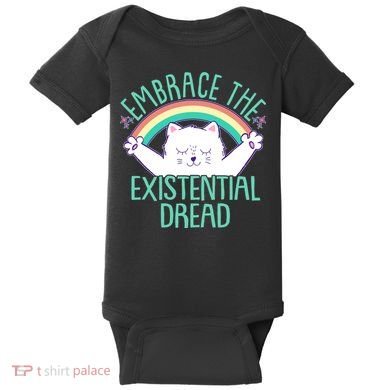Funny Cat Embrace The Existential Dread Baby Bodysuit