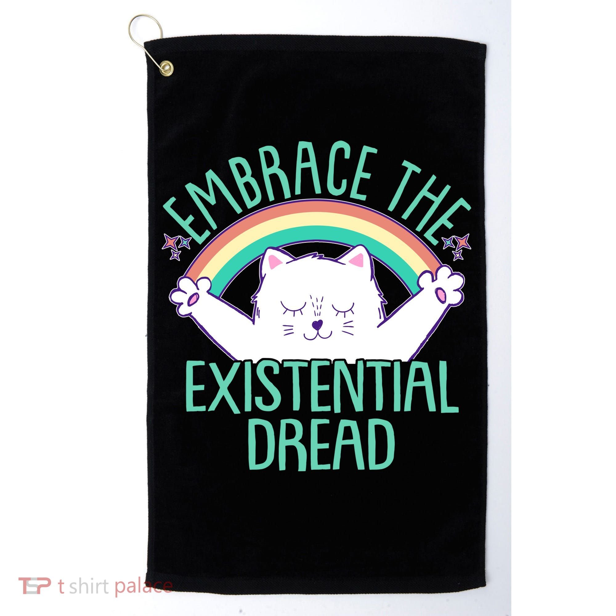 Funny Cat Embrace The Existential Dread Golf Towel