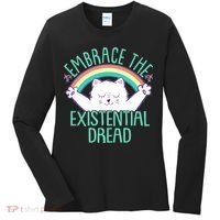 Funny Cat Embrace The Existential Dread Women's Long Sleeve Shirt thumb 0