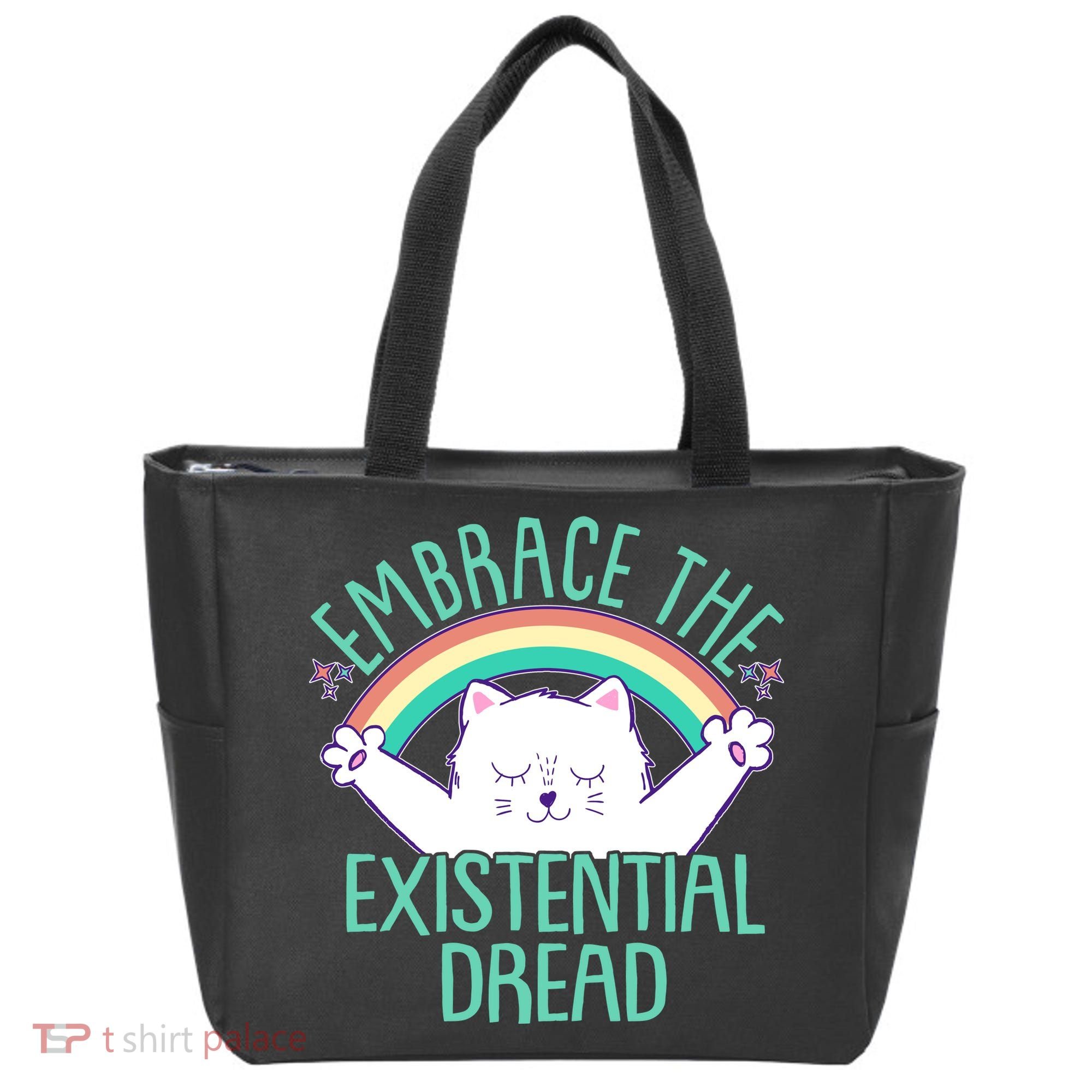 Funny Cat Embrace The Existential Dread Tote Bag