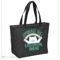 Funny Cat Embrace The Existential Dread Tote Bag thumb 2