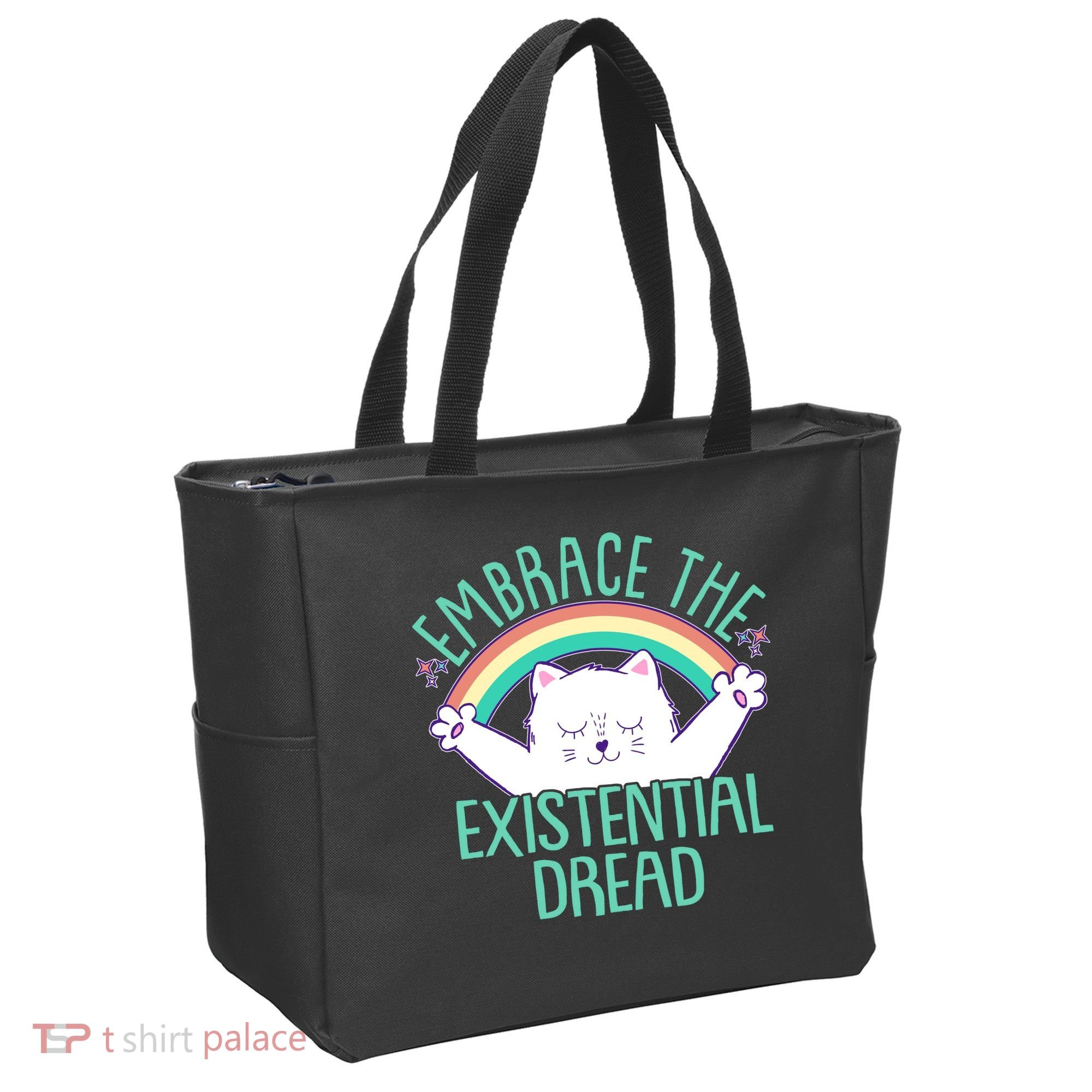 Funny Cat Embrace The Existential Dread Tote Bag