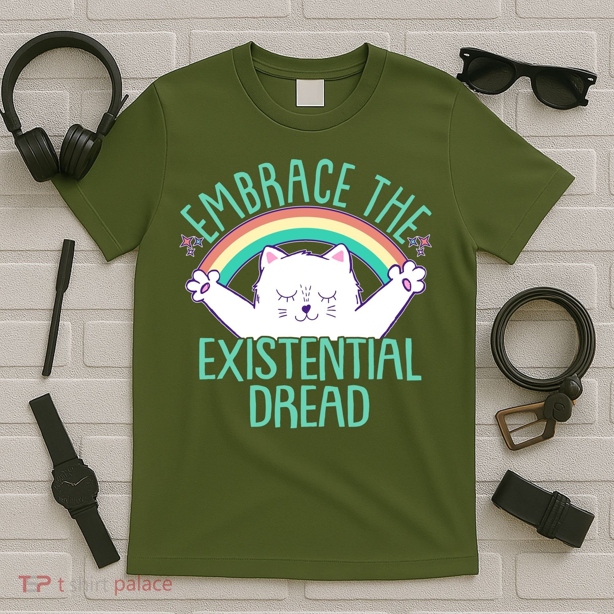 Funny Cat Embrace The Existential Dread T-Shirt