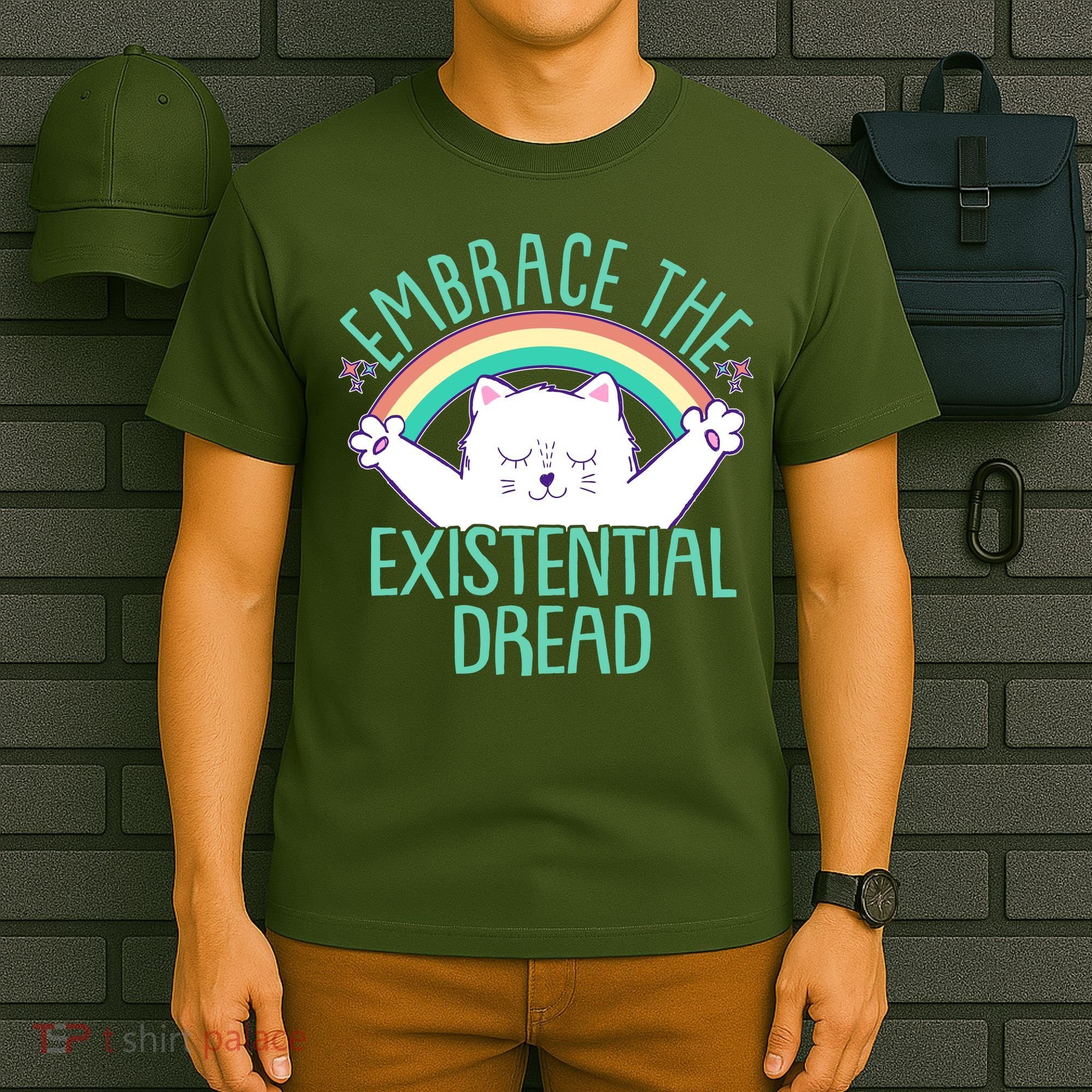 Funny Cat Embrace The Existential Dread T-Shirt