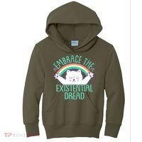 Funny Cat Embrace The Existential Dread Kids Hoodie thumb 0